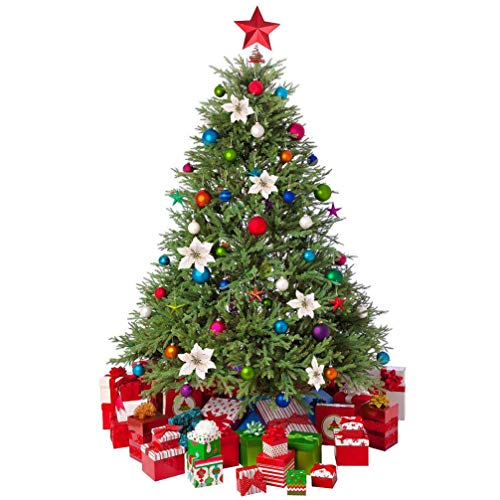 Toyandona 24 peças de flores de Natal com glitter, decoração de árvore de Natal, enfeites de decoraç