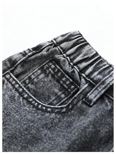 OYOANGLE Girl's Cargo Jeans Elastic Waist Flap Pocket Straight Leg Pants Y2K Denim Pants3