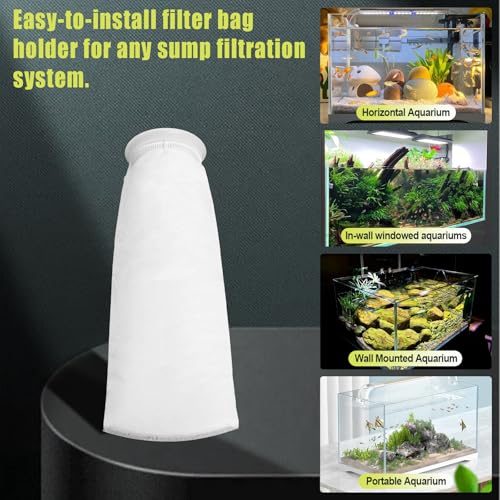 Image of Filter Sock 4 Inch Ring, Filter Socks for Saltwater Aquarium by 15 Inch Long, 200 Micron Aquarium Filter Sock for Fish Tank Sump Saltwater Freshwater Aquariums (8 Pack)