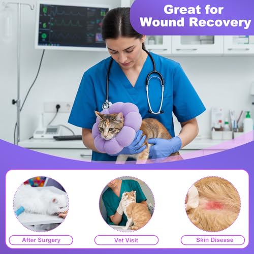Collar de cono de gato estilo floral ajustable y suave para postoperatorio 6