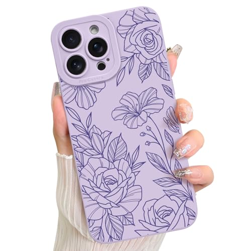 Coque iPhone 14 Pro fleur violette LSL en TPU souple antichoc
