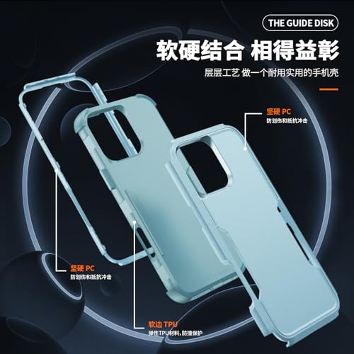 Image of Cubix Full Body Armor Cover for iPhone 16 Pro Pouch Hard PC + Soft TPU 3-Layer Military Grade Back Case (Aqua)