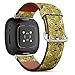 CJBROES Replacement Leather Watch Band, Compatible with Fitbit Versa 3 and Fitbit Sense of Wristband Bracelet Accessory - Elegant Floral