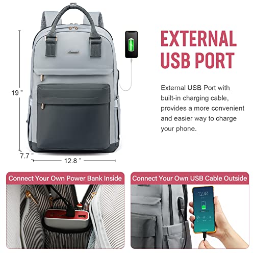 Image of LOVEVOOK Laptop Backpack for Women Men, 17.3 Inch Laptop Bag with USB Port Fashion Waterproof Backpacks Teacher Nurse Stylish Travel Bags Vintage Daypacks Bookbag for College School Work