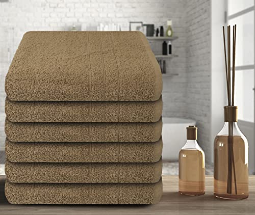 Onyx Linens Small Bath Towels Beige 22X44, 100% Pure Cotton Bath Towels In Pack Of 6, Luxury Beige Bath Towels, Spa & Gym Towels For Bathroom For Daily Use #TOP4