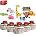 Produktbild XUNKE 35 Stück Zoo Tier Cupcake Toppers für Kinder Baby Party Geburtstag Party Kuchen Dekoration Supplies Löwe Nilpferd AFFE Elefant Zebra Giraffe Krokodil