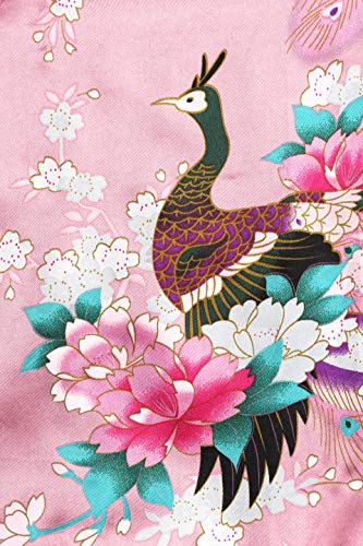 Image of BABEYOND Women's Kimono Robe Long Satin Robes with Peacock and Blossoms Printed Kimono Nightgown