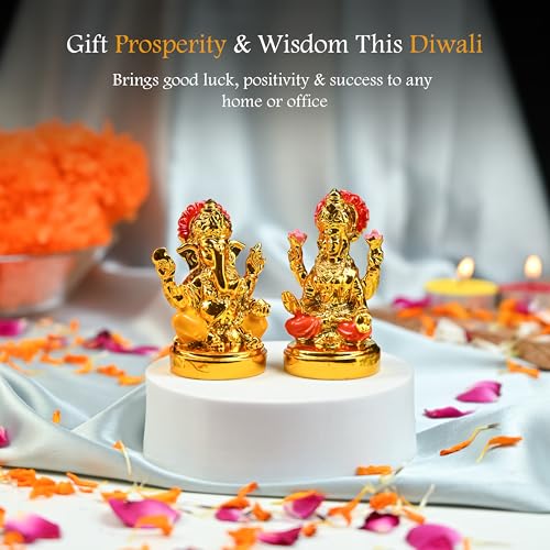 Image of ZAICUS Laxmi Ganesh Idol Set - Goddess Lakshmi & Lord Ganesha Murti for Home Mandir, Puja, Diwali & Housewarming Gift