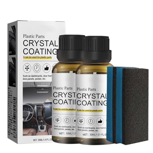 2025 Upgrade Crystal Coating for Car, Plastic Parts Crystals Coating, Plastics Parts Crystal Coating Plastic Restorer with Spong, Long Duration Refurbish Coatings Agent for Automotive Plastics (2 Set)