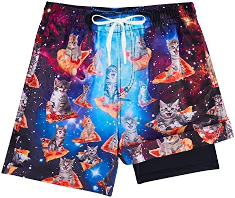 TUONROAD Boys Swim Trunks with Compression Liner Boardshort Quick Dry 7-18T