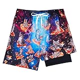 Big Boys Swim Trunks Cats Printed 14/16 Yrs Youth Teens Quick Dry Swim Shorts with Compression Lining Children Kids Size 14 16 Pizza Print Young Funny Bathing Suits Large Light Blue