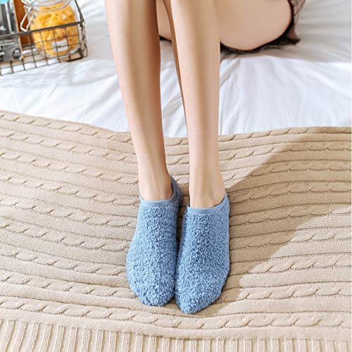 Image of SKOLA Cozy Winter Fuzzy Women Socks Grip Slippers Fluffy House Non Skid Microfiber Socks