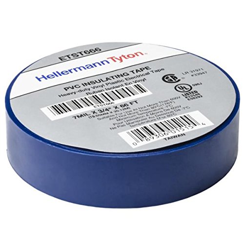HellermannTyton, Electrical Tape, Color: Blue, Material: PVC, Dimensions: .75”W x 66’L, Qty: 1