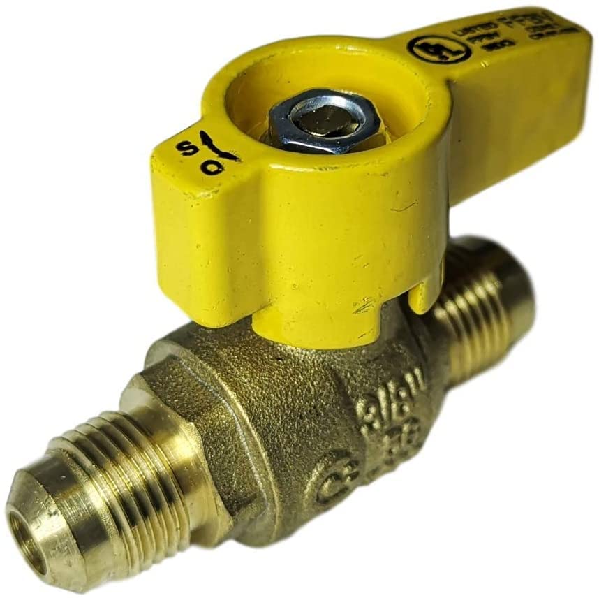 XFITTING 1 Piece 3/8" Flare X 3/8" Flare Gas Valve, 1/4" Turn - Propane and Natural Gas