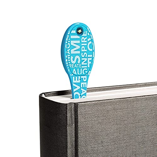Image of Gifts for Readers & Writers Book Light, Clip On Reading Light for Bed, 2in1 Flexilight & Bookmark, Small & Lightweight with a Soft Glow, 2 Batteries Included, Blue Words
