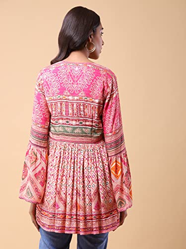 Image of Aarke Ritu Kumar Pink Printed Wrap Top