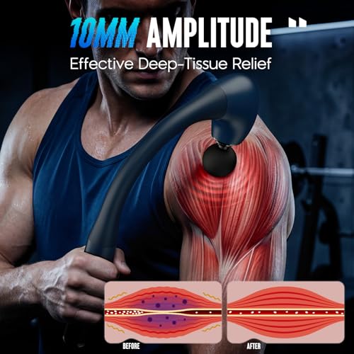 Image of FVZ Massage Gun with Upgraded Extension Handle, 10MM Massage Gun Deep Tissue, Back Massager, Muscles /Neck /Shoulders /Waist /Legs Massager Portable for Pain Relief (Blue)