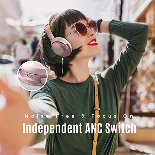 Mpow Pink Active Noise Cancelling Headphones, 45Hrs Playtime Bluetooth Headphones with Microphone, Quick Charge, Deep Bass, Wired Wireless Headset for Girls, Women, Adults, TV, Online Class, Office - Thumbnail 7