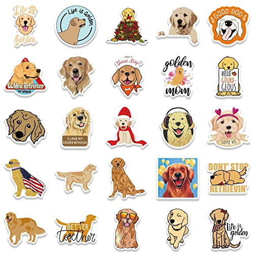 50 pcs Hunde Vinyl Aufkleber Kawaii Golden Retriever Aufkleber Aesthetic Wasserdicht Stickers für Wasserflasche Laptop Skateboard Auto Motorrad Fahrrad Koffer Snowboard Phone DIY Party