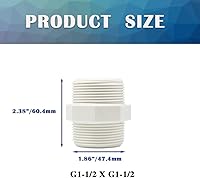 Vista 2 de 2 unids 1-1/2 "PVC accesorios de tubería pezón G1-1/2 X G1-1/2 macho a macho conector adaptador de acoplamiento de rosca HE023-1-1/2