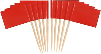 JAVD CYPS 100 Pcs Color Toothpick Flag red Blank Toothpick Flag, Fruit Cheese Markers Flags Small Mini Stick Cupcake Toppers Blank Toothpick Flags red Toothpick Flag