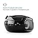 auna Roadie Kids Portable Boombox with CD Player and Radio, LED Light, AM/FM Radio, Bluetooth, MP3/CD Player, Aux-Input, Headphone Jack, Black