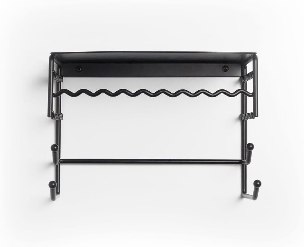 Mango Steam Black 10" Wall Mount Jewelry & Accessory Storage Rack Organizer Shelf for Earrings, Bracelets, Necklaces, & Hair Accessories