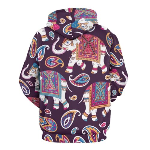 Sweats à capuche manche longue pull mandala éléphant taille S unisexe - 3