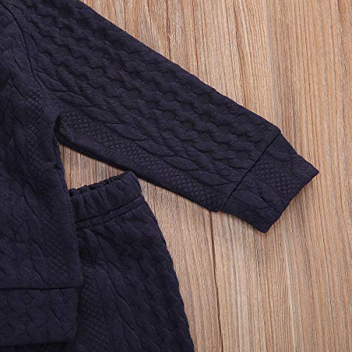 Toddler Baby Girls Boys Twist Knit Sweater Shirt Top And Pants Cotton Warm Clothes Winter (12-18 Months, Black) #TOP4