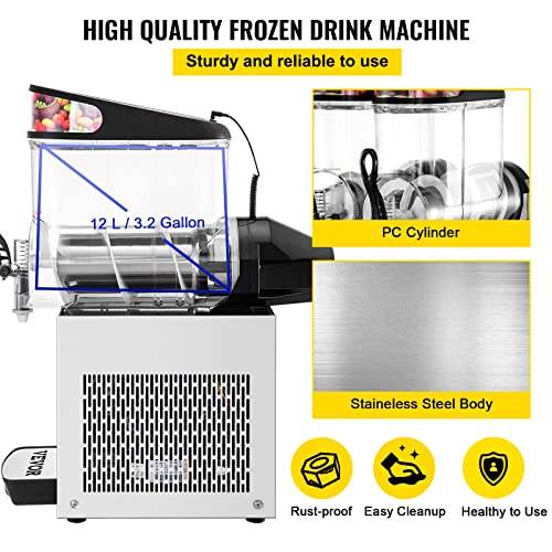 VEVOR Kommerzielle Slusheis Maschine 12 L, Slush Eismaschine 500 W, Slushgerät 595 x 300 x 700 mm, Edelstahl Slushie… – Bild 5
