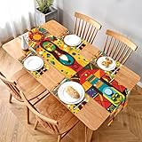 5-Piece Colorful Abstract Totem Table Runner and Placemat Set – Tribal-Inspired Art Design for Dining Table Decor – Includes 1 Runner & 4 Placemats