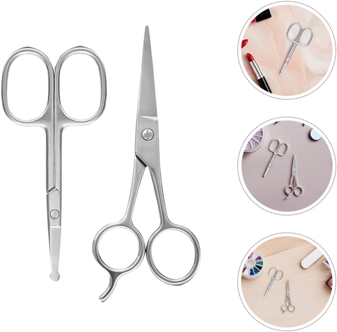 2pcs Stainless Steel Eyebrow Scissors for Facial Hair Trimming
