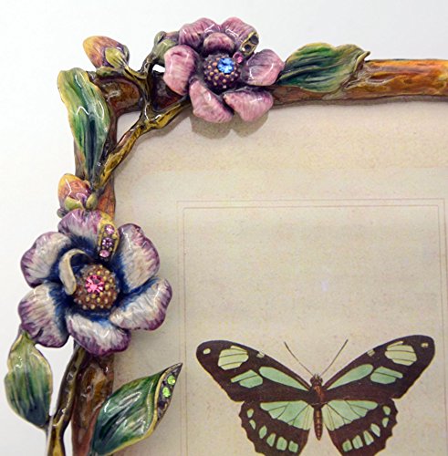 Chezmax International Designs Beautiful Flower Green Leaf Pattern Metal Photo Frames Friends Gift Picture Frame Table Top Frame 7.2" X 5.5" X 1" #TOP4