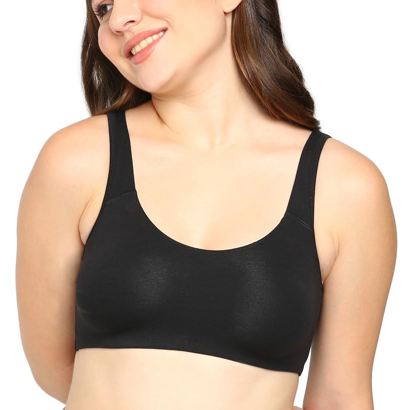 Image of BLOSSOM Women's Anti- Microbial Treated Fabric Double-Layered Cups, Keyhole Back Design, and Easy Slip-On Everyday Bra Aesthetic Bra