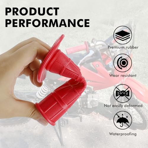 Image of 2PCS Non-Slip Rubber Motorcycle Handlebar Grips, Universal Fit for Motorcycle, Dirt Bike, ATV, Powersports Accessories (Red)