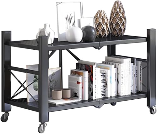 Miniatura 8 de Estantería plegable de 2 a 5 niveles con ruedas, (sin montaje), estante organizador de estantes de acero, para cocina, garaje y lavandería,