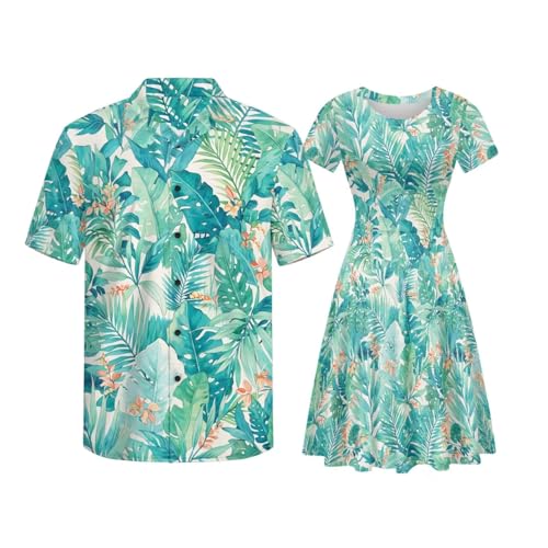Image of AFPANQZ Couple Matching Outfit Casual Men's Button Down Shirt or Short Sleeve Summer Sundresses Dresses for Women 2026