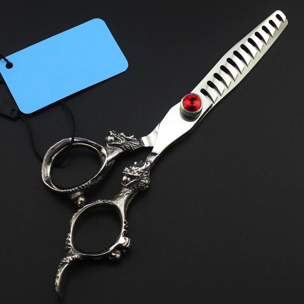 ヘアカットシザー、6インチプロフェッショナルJP 440cスチールジェムシザードラゴンハンドルヘアシザーヘアカット間伐理髪カッティン