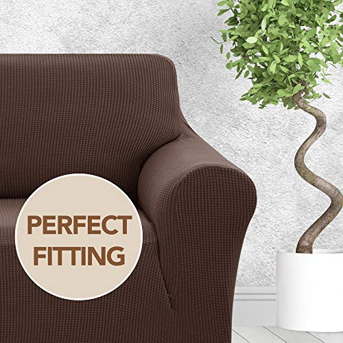 Deconovo Elastische Bankhoes, Stretch Bankoverstrek met Armleuning, Sofa Cover voor Woonkamer, Fauteuil, 1 zit, 80-120… - Afbeelding 4