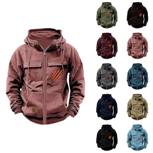 Mens Cargo Hoodies Sports Shirt Long Sleeve Fashion Graphic Hooded Sweatshirts Tactical Pullover with Multi Pocket3