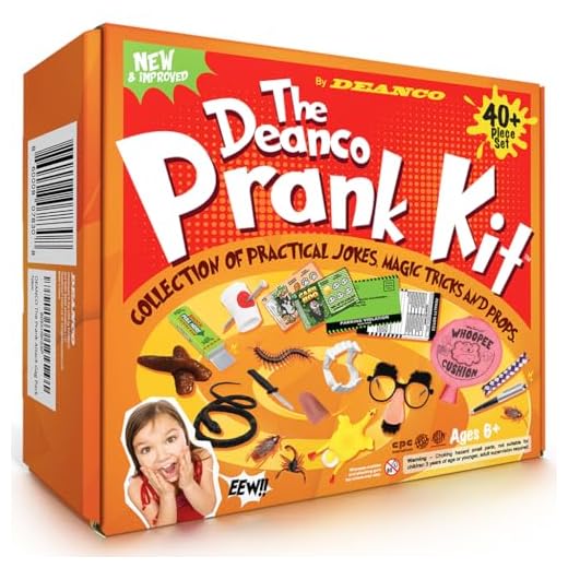 DEANCO Prank kit - 40 + Piece Set - Gags & Practical Joke Toys - Prank Stuff for April Fools - Ultimate Practical Jokes - Toys for Boys 8-10