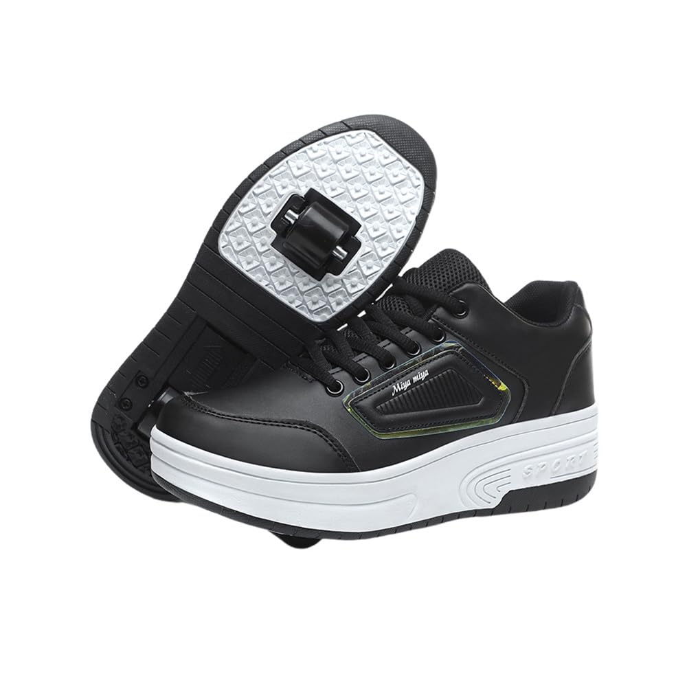 Hixingo Zapatillas con Ruedas Niño Niña, Zapatos con Dos Ruedas para Niñas 2 en 1 Zapatillas Patines Zapatillas Ruedas Niño, Zapatos Patines Calzado de Skateboarding Multifuncionales
