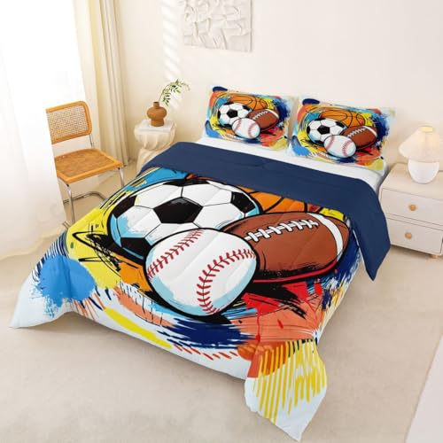 Image of Feelyou Boys Sports Comforter Set King Size for Boys Girls