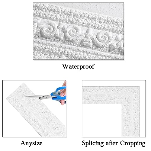 TaoBary 90 x 3 Inch Self Adhesive Flexible Foam Molding Trim Wallpaper Border 3D Sticky Decorative Wall Lines Peel and Stick Wall Baseboard Trim for Home Hotel DIY Decor(5 Roll,White) - Thumbnail 6
