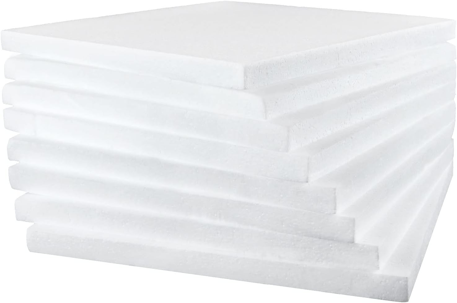 AHUNTTER 8 Pack Craft Styrofoam Blocks 30 x 30 x 2cm Rectangle Polystyrene Foam Bricks Smooth Foam Block for Sculpture Modeling DIY Arts Crafting Kids Class Floral Arrangement – White