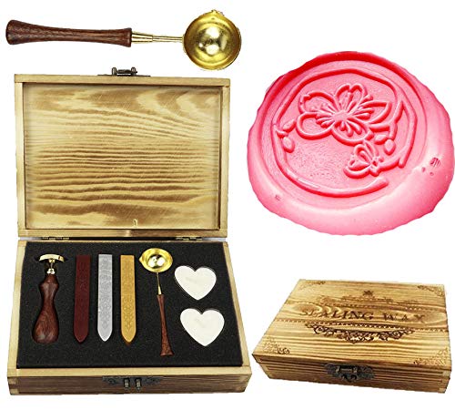Kit de cachet de cire avec manche en bois et boîte cadeau