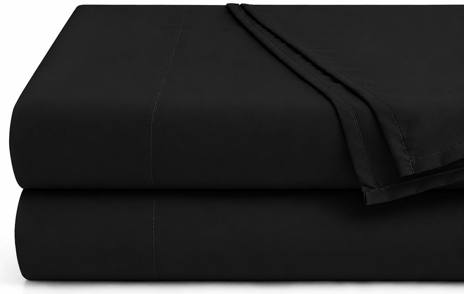 Hafaa Flat Sheet 100% Egyptian Cotton Bed Sheets 200 Thread Count Super Soft & Breathable Hotel Quality Bed Sheet - Wrinkle & Shrinkage Resistant (Black, Double 2 Pack)