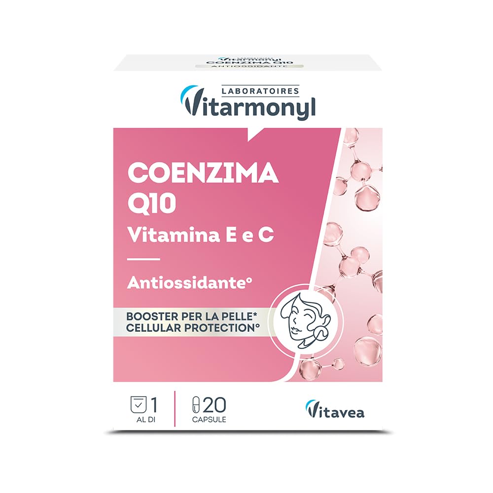 Coenzima Q10 con Vitamina E e C - Integratore Antiossidante per la Pelle e Protezione Cellulare - Benessere della Pelle - 20 Capsule - Vitarmonyl