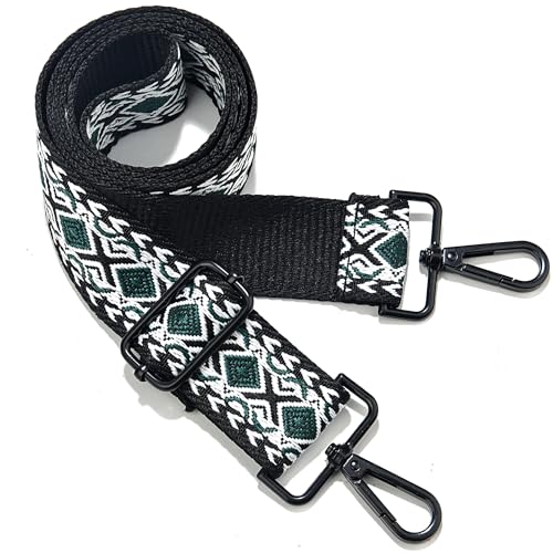 Image of Crossbody Straps for Purses Silver Hardware Purse Strap Wide Shoulder Strap Adjustable Replacement,Retro Jacquard Embroidery for Shoulder Bags, Canvas Tote Handbags