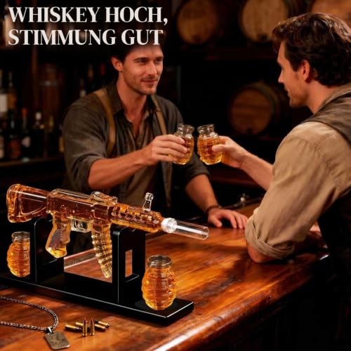 Oaksea Whisky Karaffe Geschenkset mit 2 Shot Gläsern, Geschenke für Männer – Ansicht 4